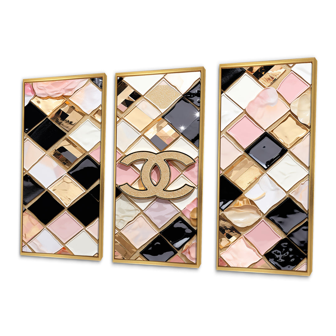 Fashion Geometric Glam Pattern - 3-Piece Canvas Wall Art