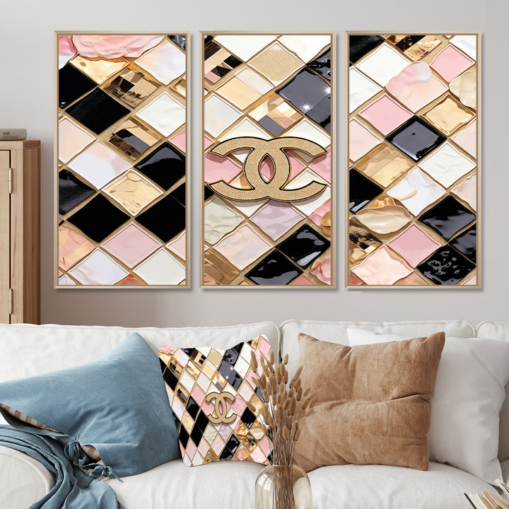 Fashion Geometric Glam Pattern - 3-Piece Canvas Wall Art
