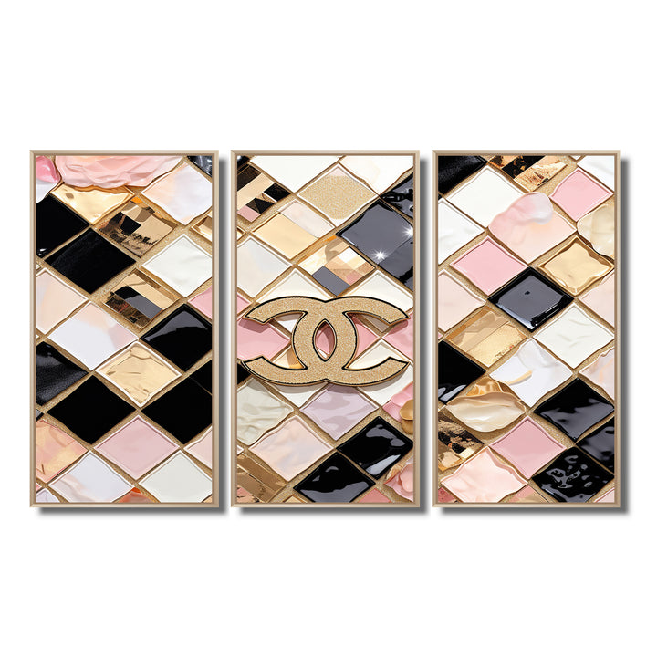 Fashion Geometric Glam Pattern - 3-Piece Canvas Wall Art