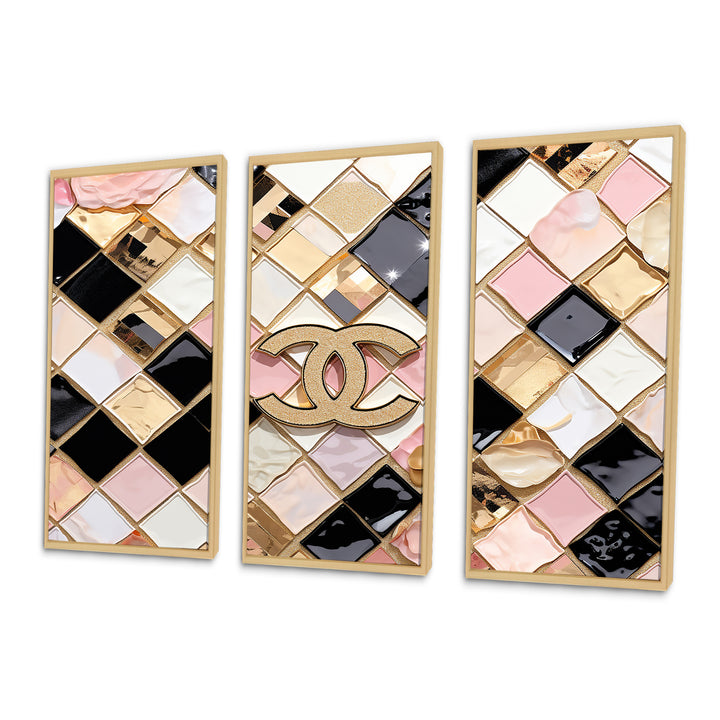 Fashion Geometric Glam Pattern - 3-Piece Canvas Wall Art