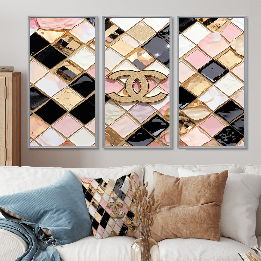 Fashion Geometric Glam Pattern - 3-Piece Canvas Wall Art