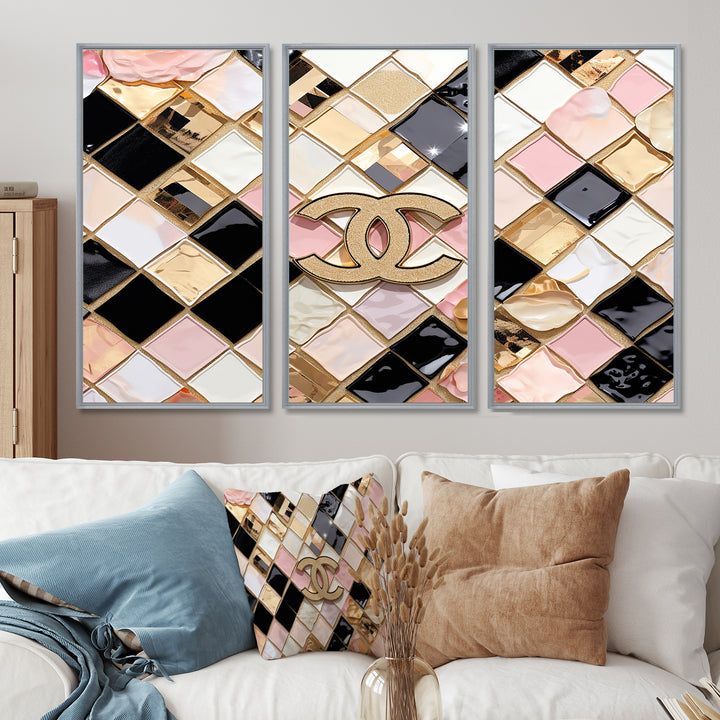 Fashion Geometric Glam Pattern - 3-Piece Canvas Wall Art
