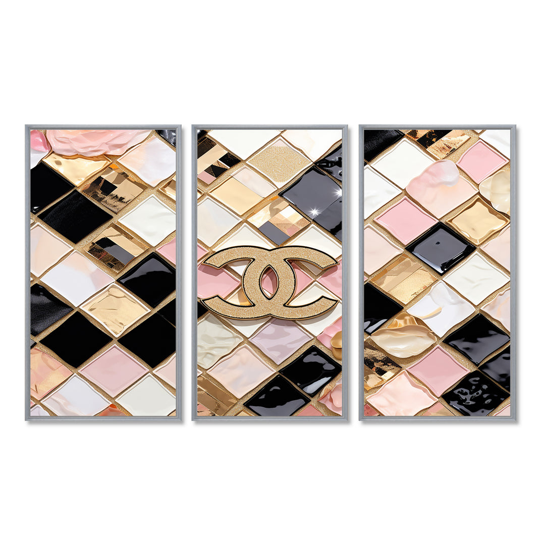 Fashion Geometric Glam Pattern - 3-Piece Canvas Wall Art