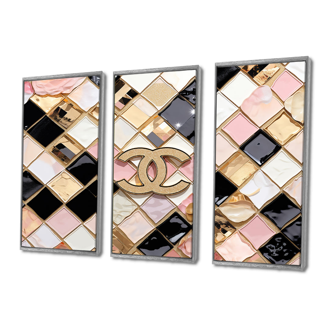 Fashion Geometric Glam Pattern - 3-Piece Canvas Wall Art