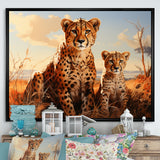 Cheetah Family In Africa - Orange Cheetah Wall Art