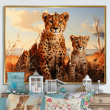 Cheetah Family In Africa - Orange Cheetah Wall Art