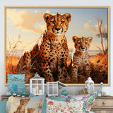 Cheetah Family In Africa - Orange Cheetah Wall Art