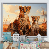 Cheetah Family In Africa - Orange Cheetah Wall Art