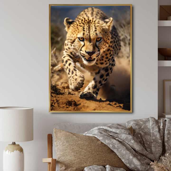 Dangerous Cheetah Portrait - Beige Cheetah Wall Art