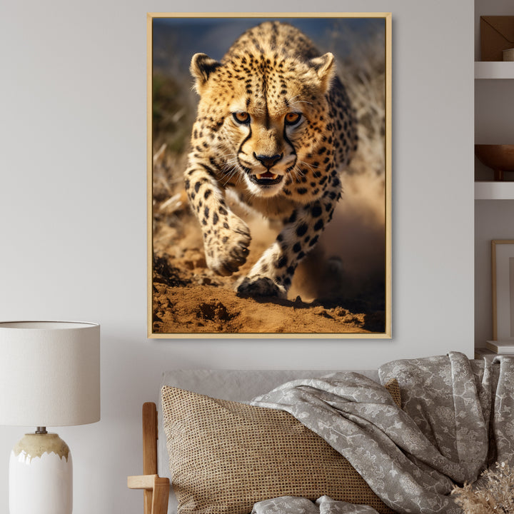 Dangerous Cheetah Portrait - Beige Cheetah Wall Art
