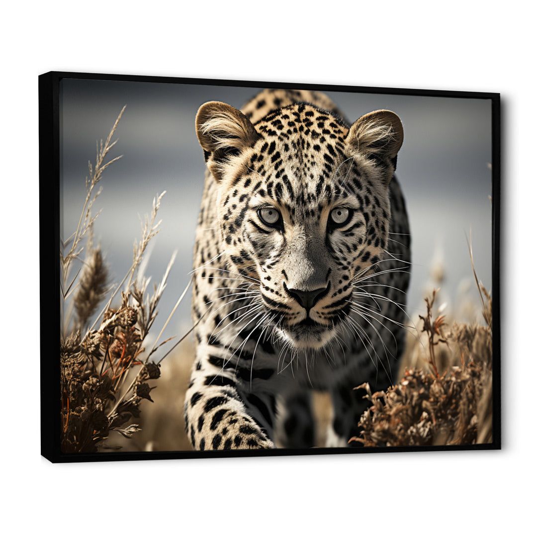 Sleek Cheetah Portrait - Cheetah Framed Canvas Art