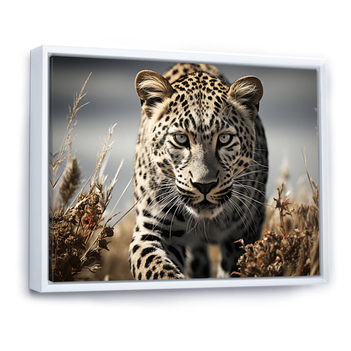 Sleek Cheetah Portrait - Cheetah Framed Canvas Art