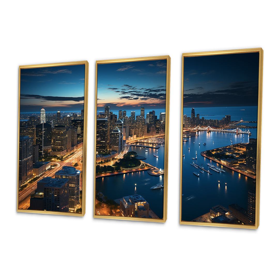 Chicago Beautiful Cityscape I - 3-Piece Canvas Wall Art