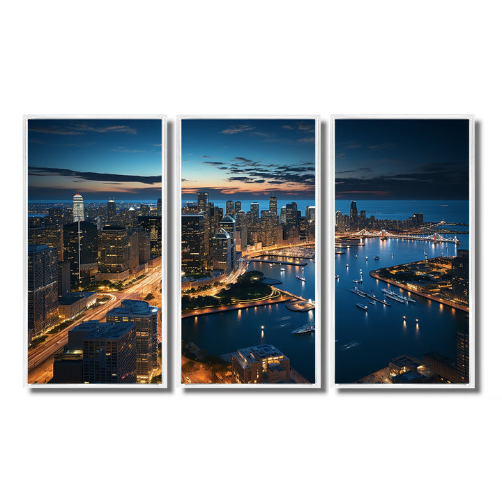 Chicago Beautiful Cityscape I - 3-Piece Canvas Wall Art