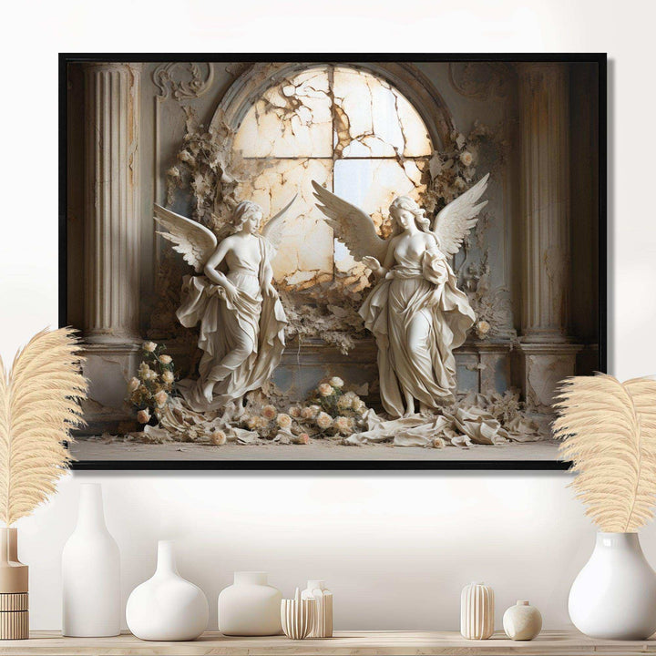 Church Angel Guardians I - Spiritual Canvas Wall Art