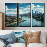Cityscape Of Nyc Usa IV - 3-Piece Canvas Wall Art