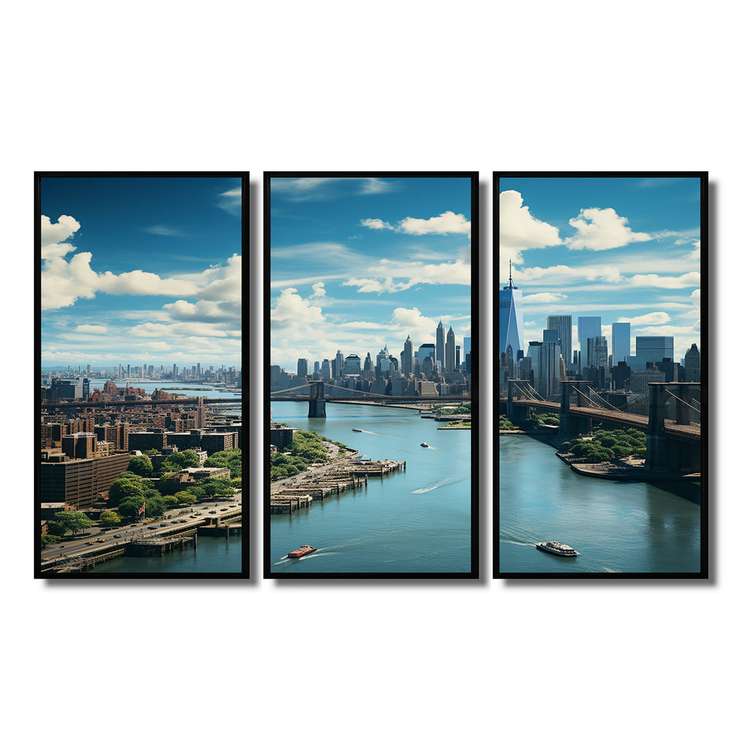 Cityscape Of Nyc Usa IV - 3-Piece Canvas Wall Art