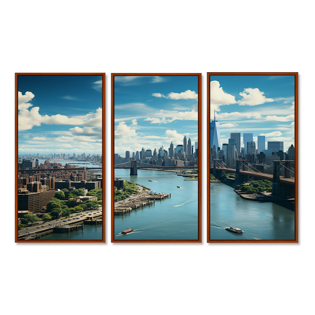 Cityscape Of Nyc Usa IV - 3-Piece Canvas Wall Art