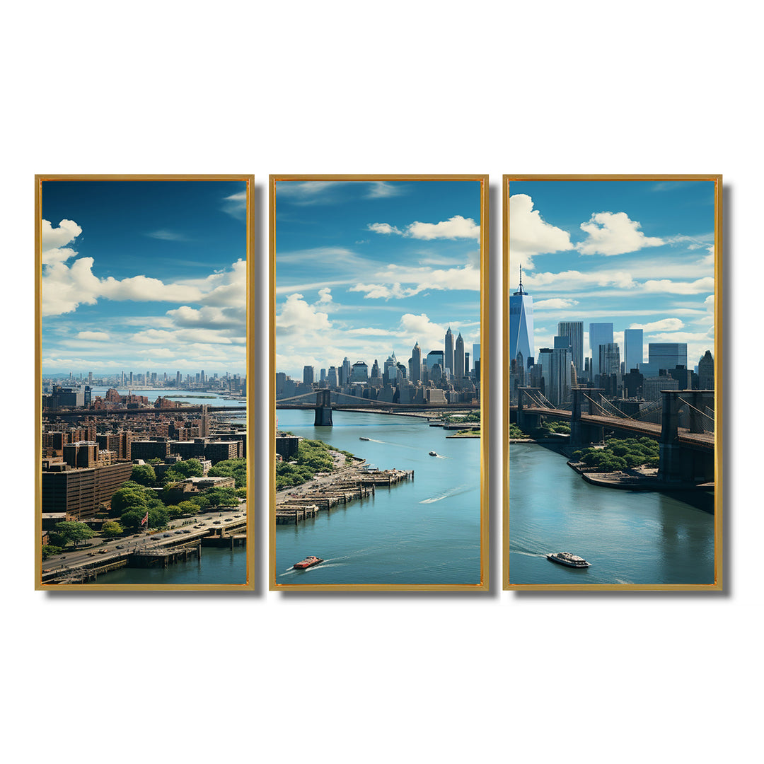 Cityscape Of Nyc Usa IV - 3-Piece Canvas Wall Art