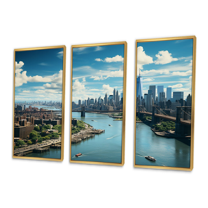 Cityscape Of Nyc Usa IV - 3-Piece Canvas Wall Art