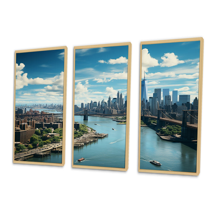 Cityscape Of Nyc Usa IV - 3-Piece Canvas Wall Art