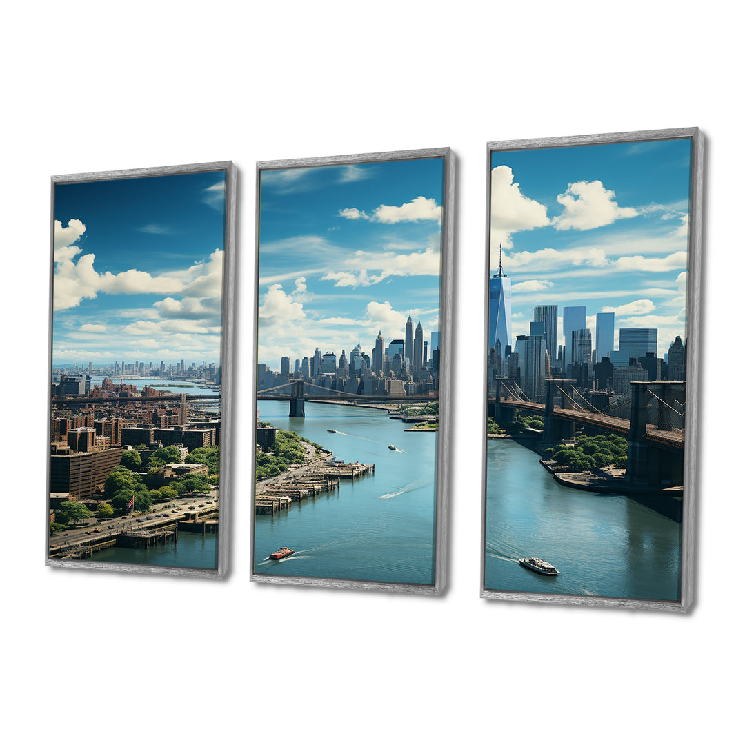 Cityscape Of Nyc Usa IV - 3-Piece Canvas Wall Art