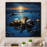 Teal Clam Midnight Elegance - Clam Canvas Wall Art