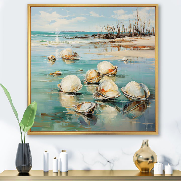 Turquoise Clam Oceanic Rhythm - Turquoise Clam Wall Art