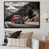 Red Classic Car Vintage Drive - Car Vintage Canvas Wall Art