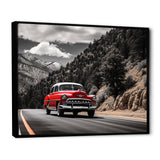 Red Classic Car Vintage Drive - Car Vintage Canvas Wall Art