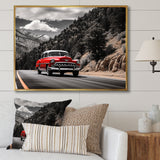 Red Classic Car Vintage Drive - Car Vintage Canvas Wall Art