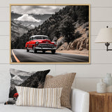 Red Classic Car Vintage Drive - Car Vintage Canvas Wall Art