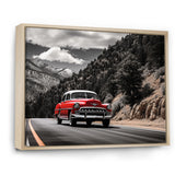 Red Classic Car Vintage Drive - Car Vintage Canvas Wall Art
