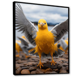 Grey And Yellow Dancing Seagulls - Seagull Wall Decor