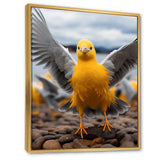 Grey And Yellow Dancing Seagulls - Seagull Wall Decor