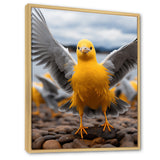 Grey And Yellow Dancing Seagulls - Seagull Wall Decor