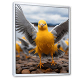 Grey And Yellow Dancing Seagulls - Seagull Wall Decor