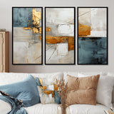 Gold Grey Gleaming Geometry IV - Canvas Multipanels Set of 3