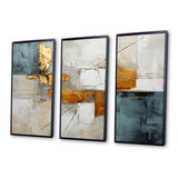 Gold Grey Gleaming Geometry IV - Canvas Multipanels Set of 3