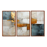 Gold Grey Gleaming Geometry IV - Canvas Multipanels Set of 3