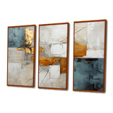 Gold Grey Gleaming Geometry IV - Canvas Multipanels Set of 3