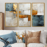 Gold Grey Gleaming Geometry IV - Canvas Multipanels Set of 3