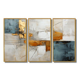 Gold Grey Gleaming Geometry IV - Canvas Multipanels Set of 3