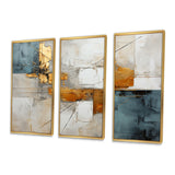 Gold Grey Gleaming Geometry IV - Canvas Multipanels Set of 3