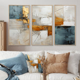 Gold Grey Gleaming Geometry IV - Canvas Multipanels Set of 3