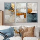 Gold Grey Gleaming Geometry IV - Canvas Multipanels Set of 3