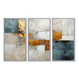 Gold Grey Gleaming Geometry IV - Canvas Multipanels Set of 3