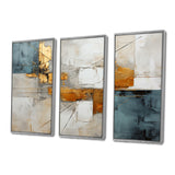 Gold Grey Gleaming Geometry IV - Canvas Multipanels Set of 3