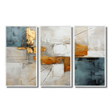 Gold Grey Gleaming Geometry IV - Canvas Multipanels Set of 3