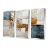 Gold Grey Gleaming Geometry IV - Canvas Multipanels Set of 3